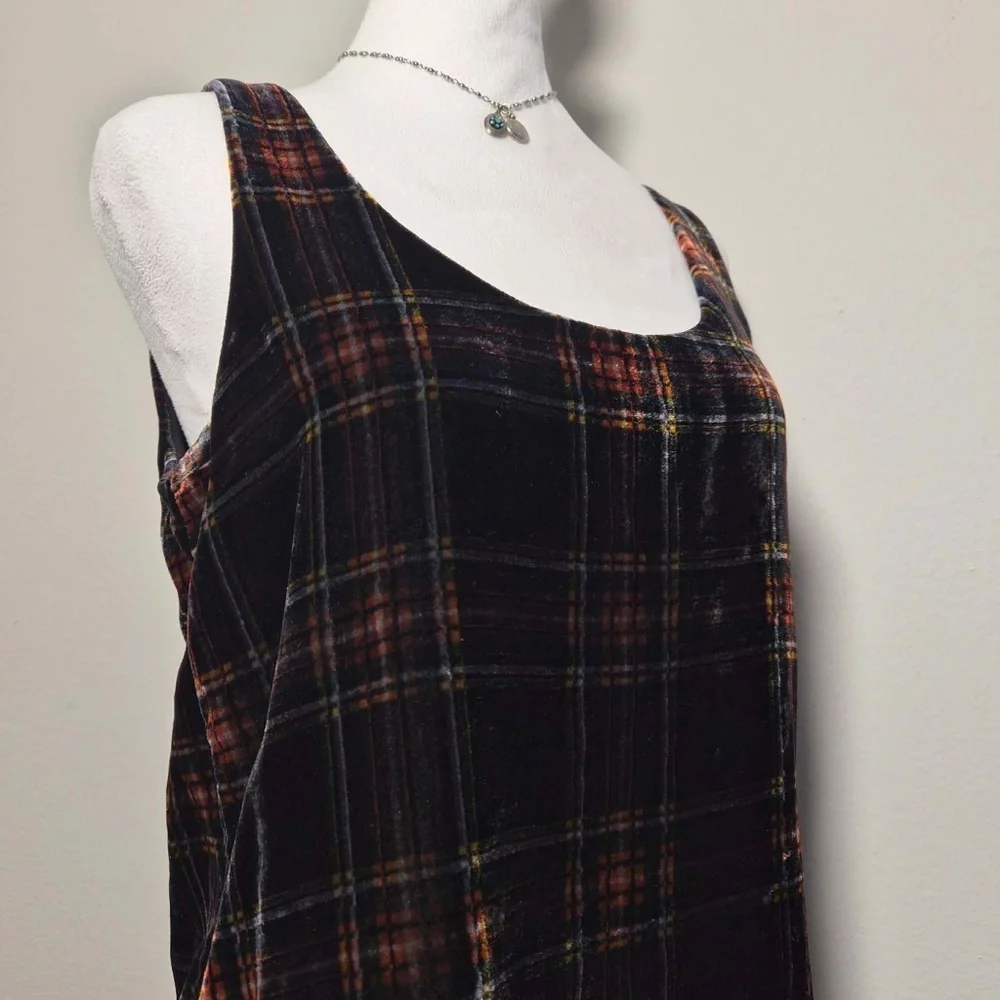 J Crew Tartan Plaid Velvet Velour Academia EGirl Whimsy Gothabilly Tank Top US 2 - Picture 4 of 9